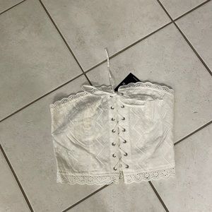 Adorable corset tube top white brand new with tags size large